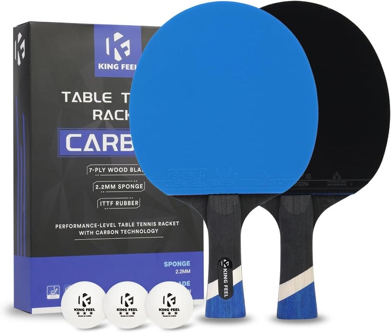 KINGFEEL Professional Ping Pong Paddles-Lightweight Carbon Fiber Table Tennis Rackets with 7-Ply Blade, 2.0mm Premium Sponge, ITTF Approved Rubber - for Tournament-Level Performance Table Tennis Paddles - Image 1